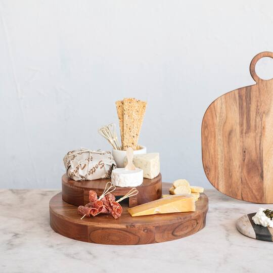 Hello Honey® 10" Natural Acacia Wood Cake Pedestal